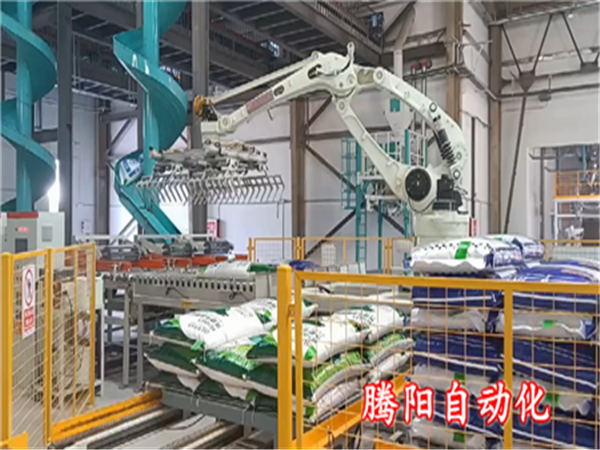 川崎饲料码垛机器人双线双爪码垛每小时1100包