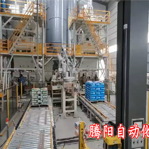 码垛机配合缠绕机实现包装生产的自动化